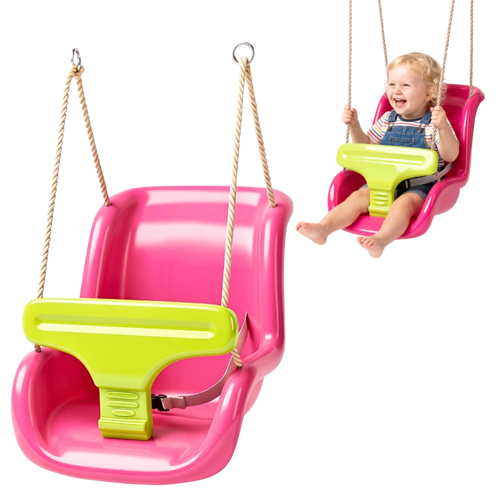 Toddler Swing Seat with Safety Harness & Adjustable Ropes for Babies and Kids Playtime