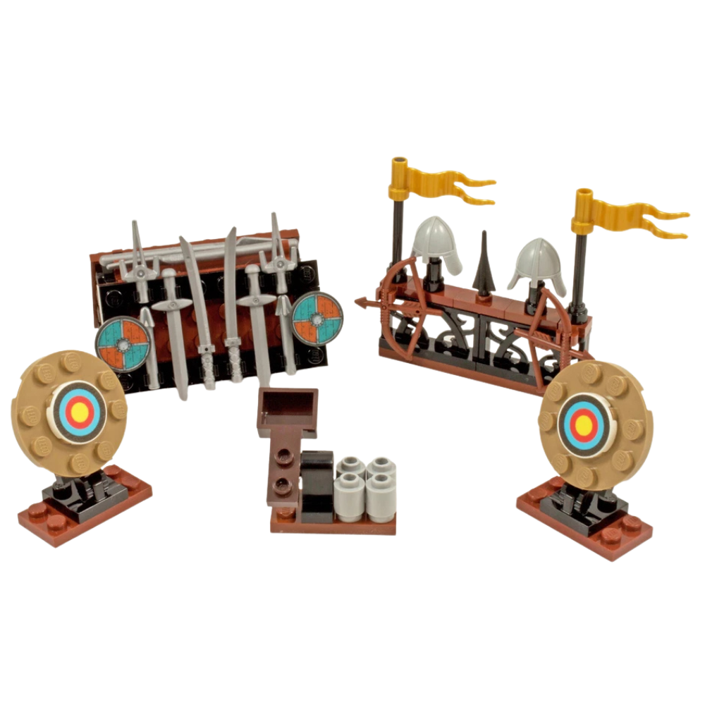 Lego Castle Weapons & Archery Rack Blacksmith Weaponry Kit Made with Real Lego Bricks Display Set
