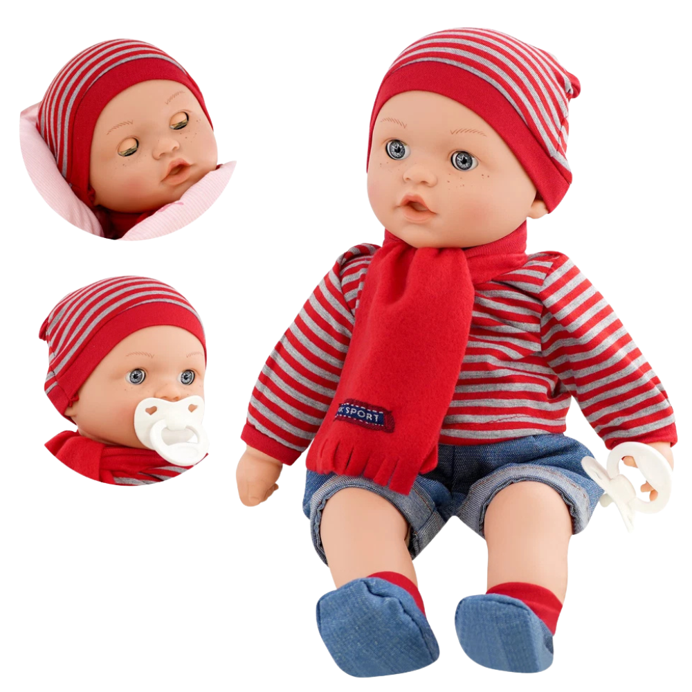 16 Inch Lifelike Sleeping Baby Doll Soft Body Freckles Blue Eyes Baby Sounds Dummy Toy Gift