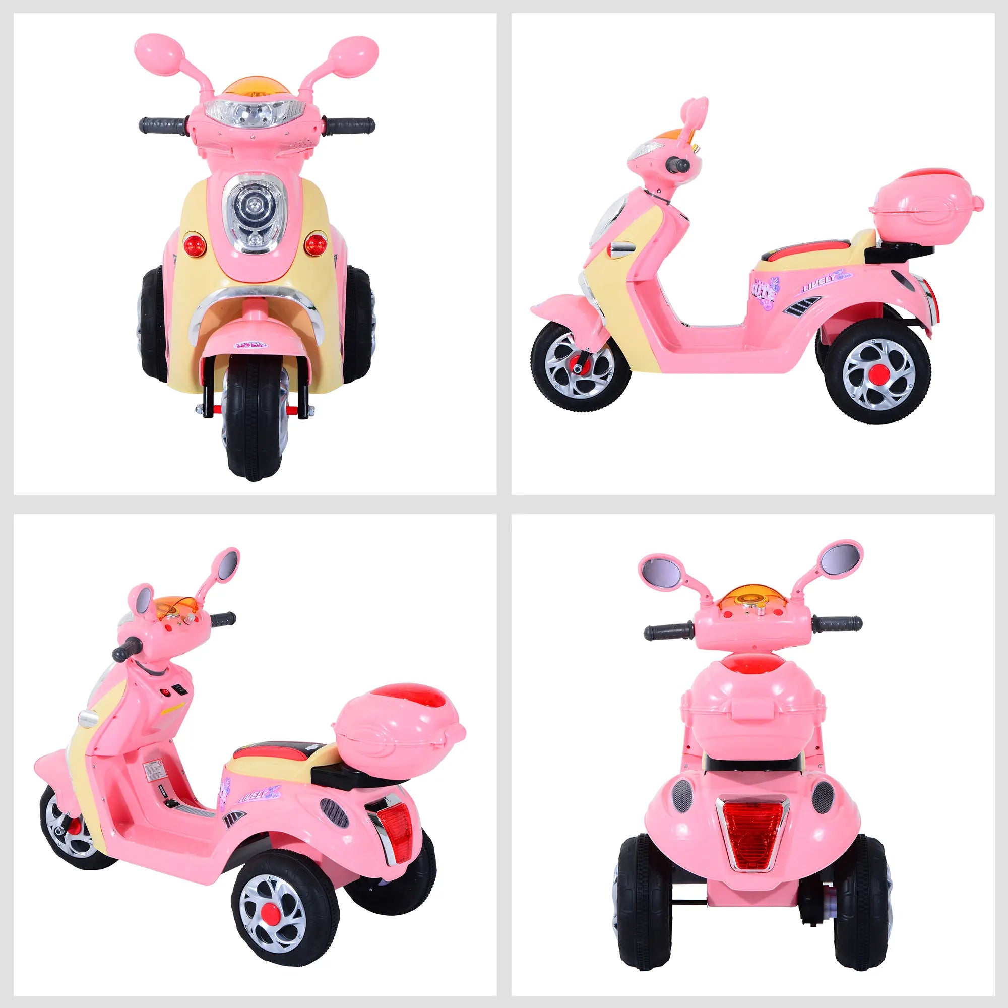 HOMCOM Electric Ride-On Kids Motorbike Battery Tricycle for Toddlers Ages 3-6 Y