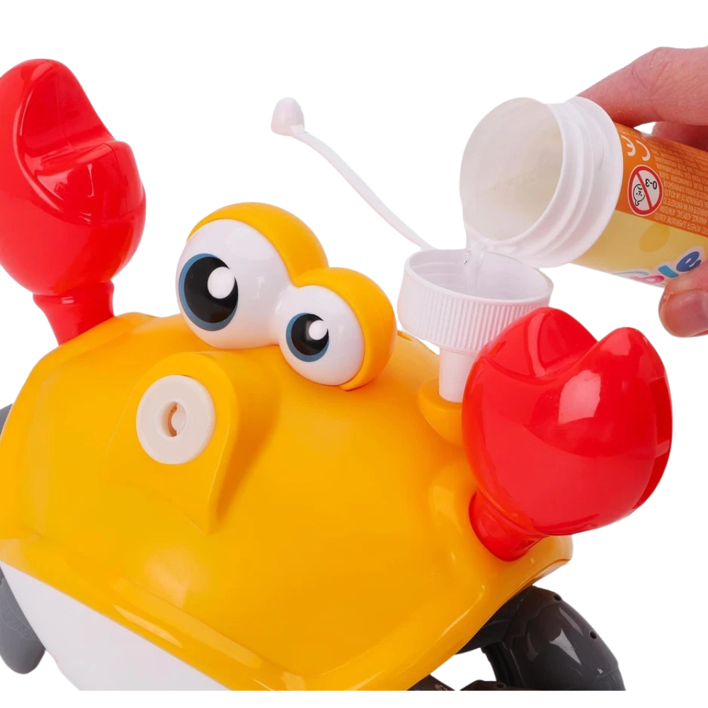 Toyland 22cm Crazy Crab Moving Bubble Machine with Led Lights Sounds 2x60ml Solution Kids Ages 3+