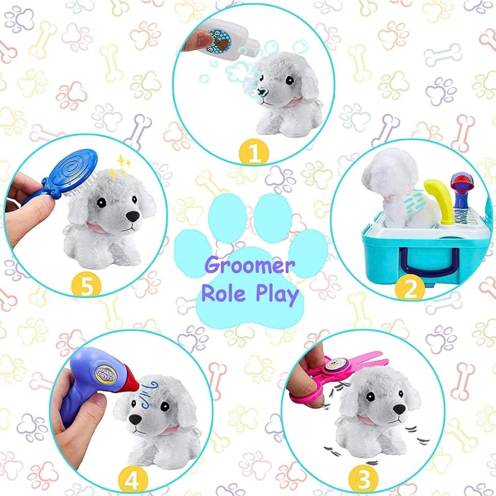Pet Toy Pretend Dog Grooming Backpack Vet Play Set Gift for Kids and Children