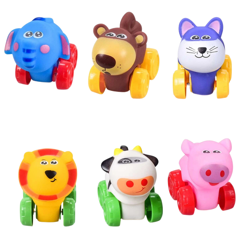 Animal Toy Cars Set of 6 Pullback Mini Vehicles for Toddlers and Babies Fun Play Pack