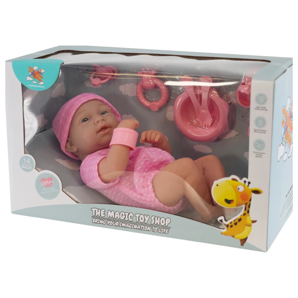 14in Newborn Baby Doll Bathable Girl Boy Real Touch Vinyl Dummy Accessories Gift Set 18m+!