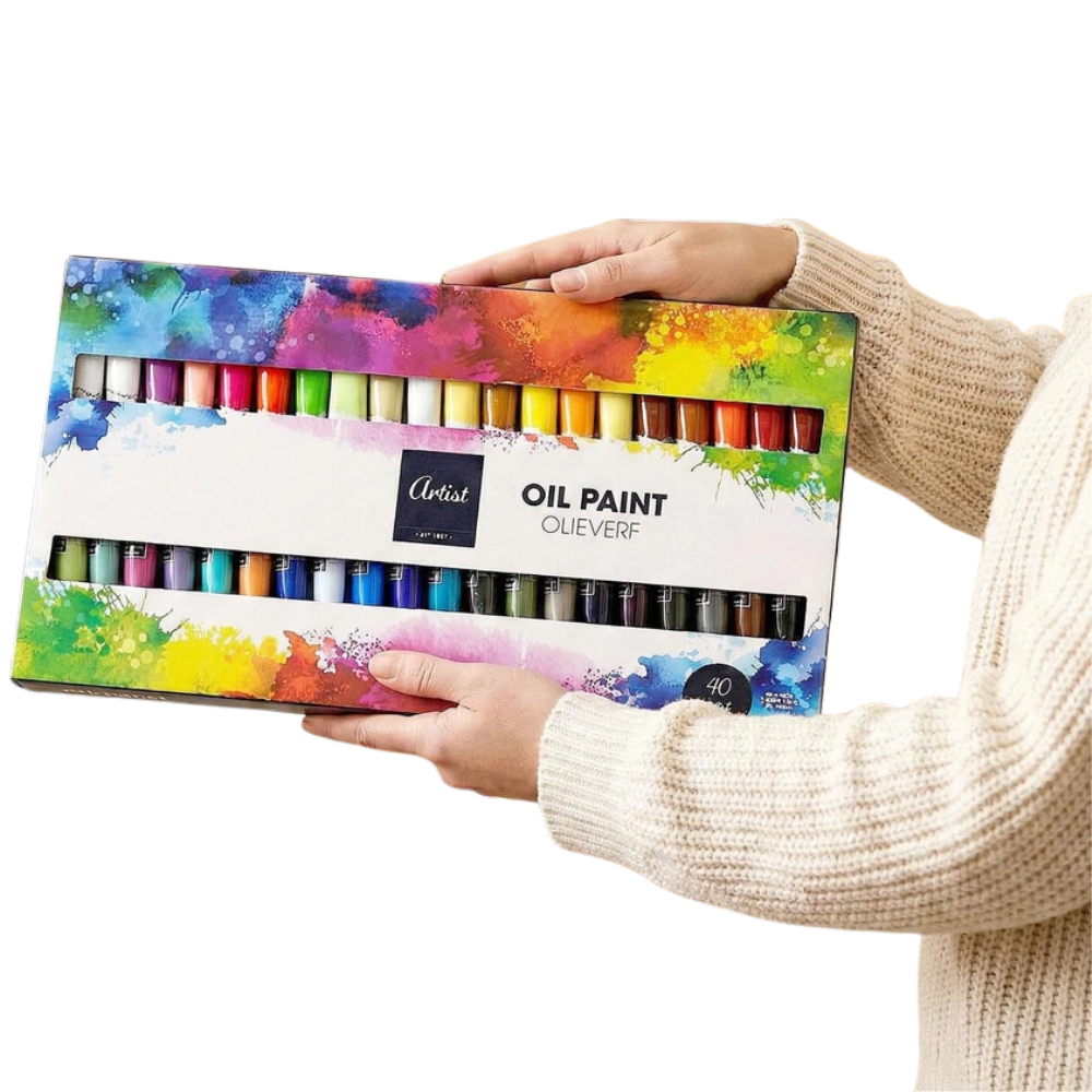 Geezy Oil Paint Set 40 X 20ml Tubes Artistic Painting Kit Rich Pigments Canvas Multicolour