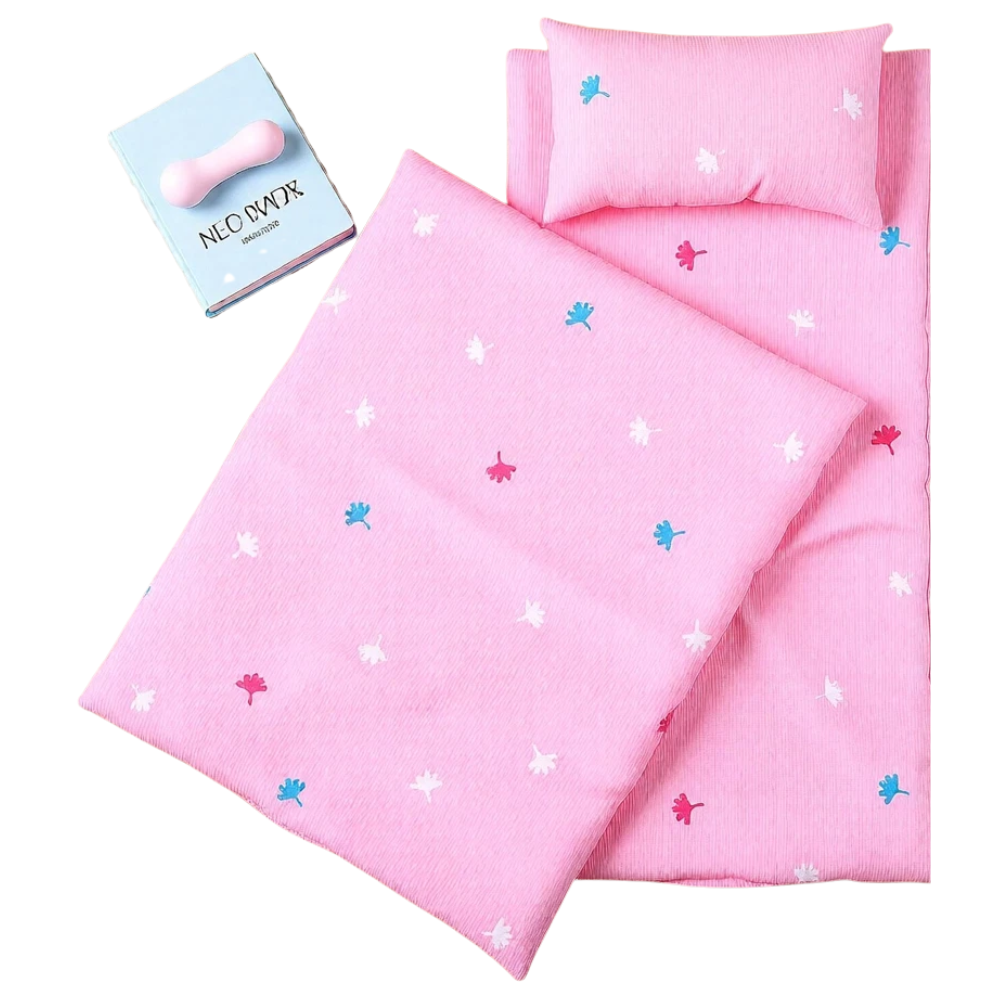 Baby Doll Bedding Set 3pcs Pink Quilt Pillow Mattress for Dolls Up to 20 Inch Pram Cot Toy