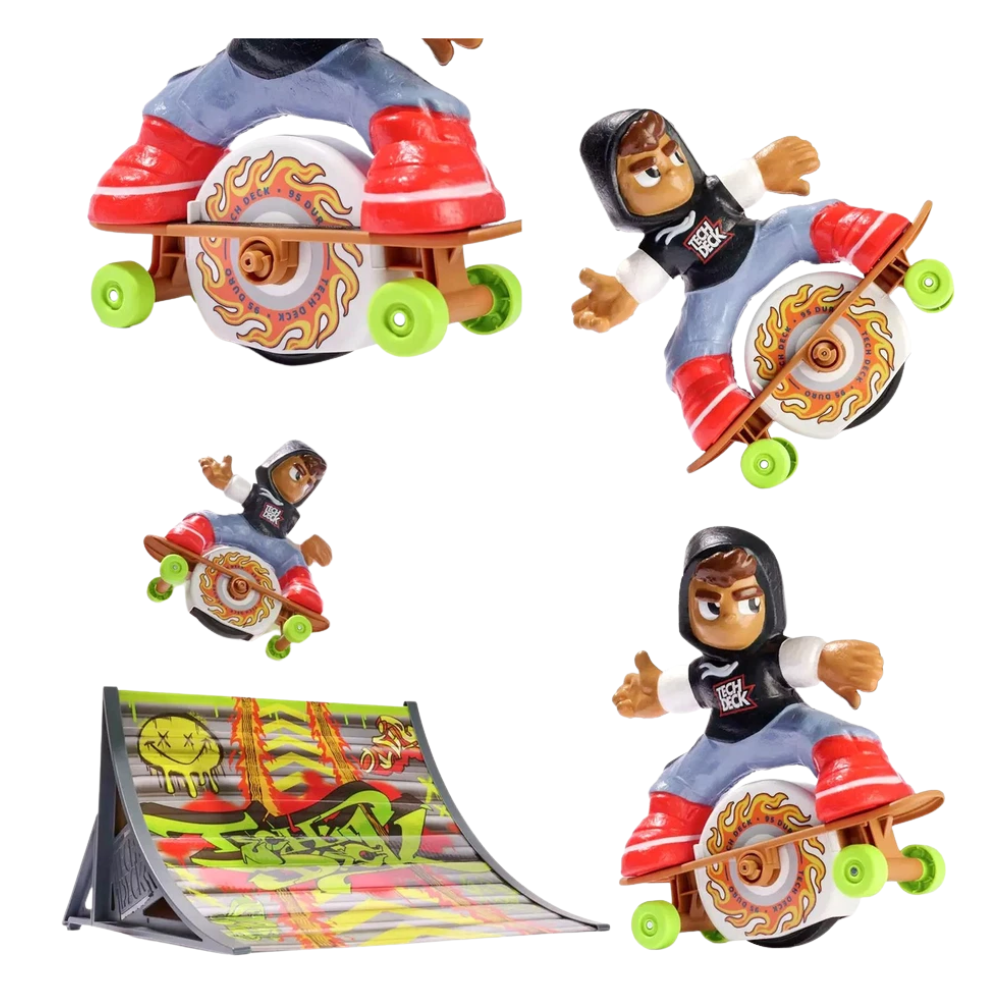 Tech Deck Shred N Blast Motorised Fingerboard Skateboard Toy Jump Ramp Tricks 6+ Kids Gift