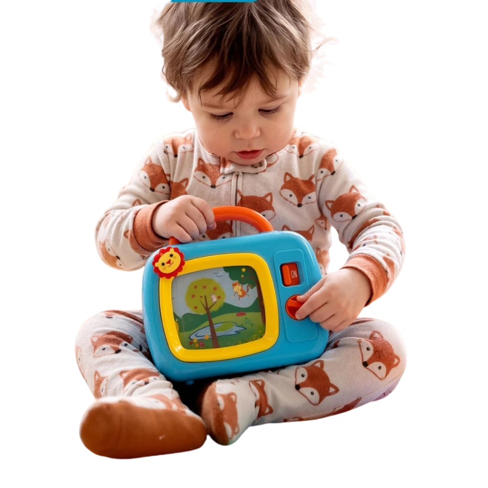 My First TV Baby Musical Toy Safari Animals Rotating Screen Wind Up Lullaby Sensory Play