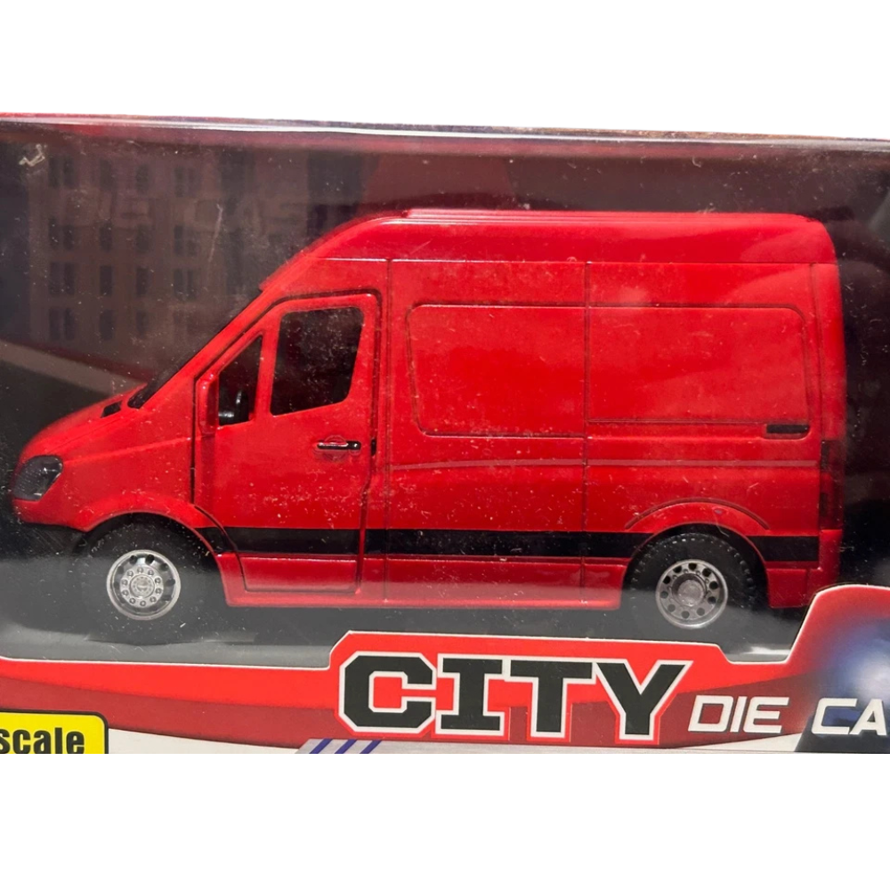 Mercedes Sprinter Van Diecast Model Toy Red with Lights and Sound Approx 1:32 Scale