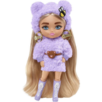 Barbie Extra Minis Doll 5.5 Inch Fluffy Purple Fashion Outfit with Doll Stand Toy