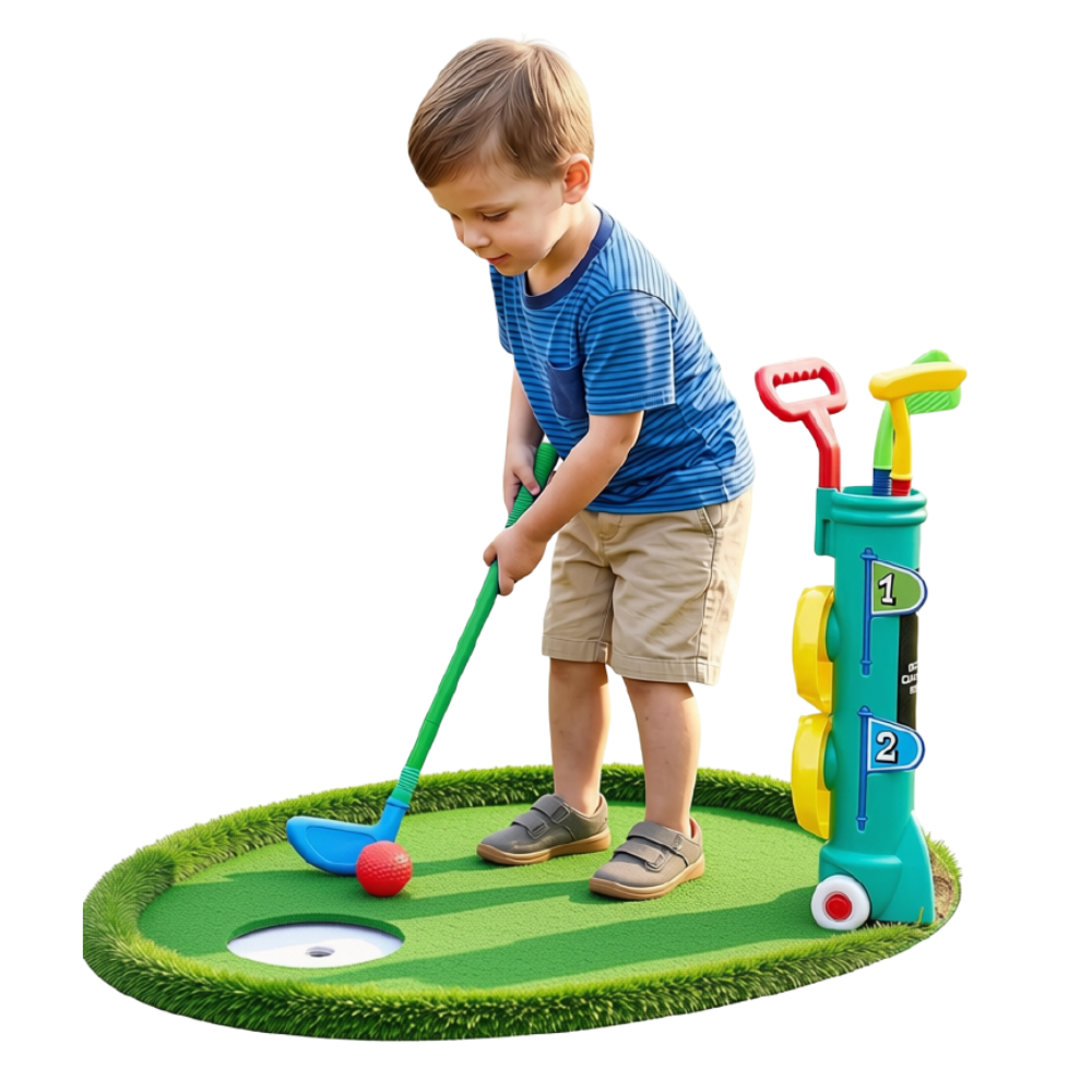 Kids Golf Set with Trolley 11 Pcs Junior Golf Clubs Balls Flags & Practice Holes