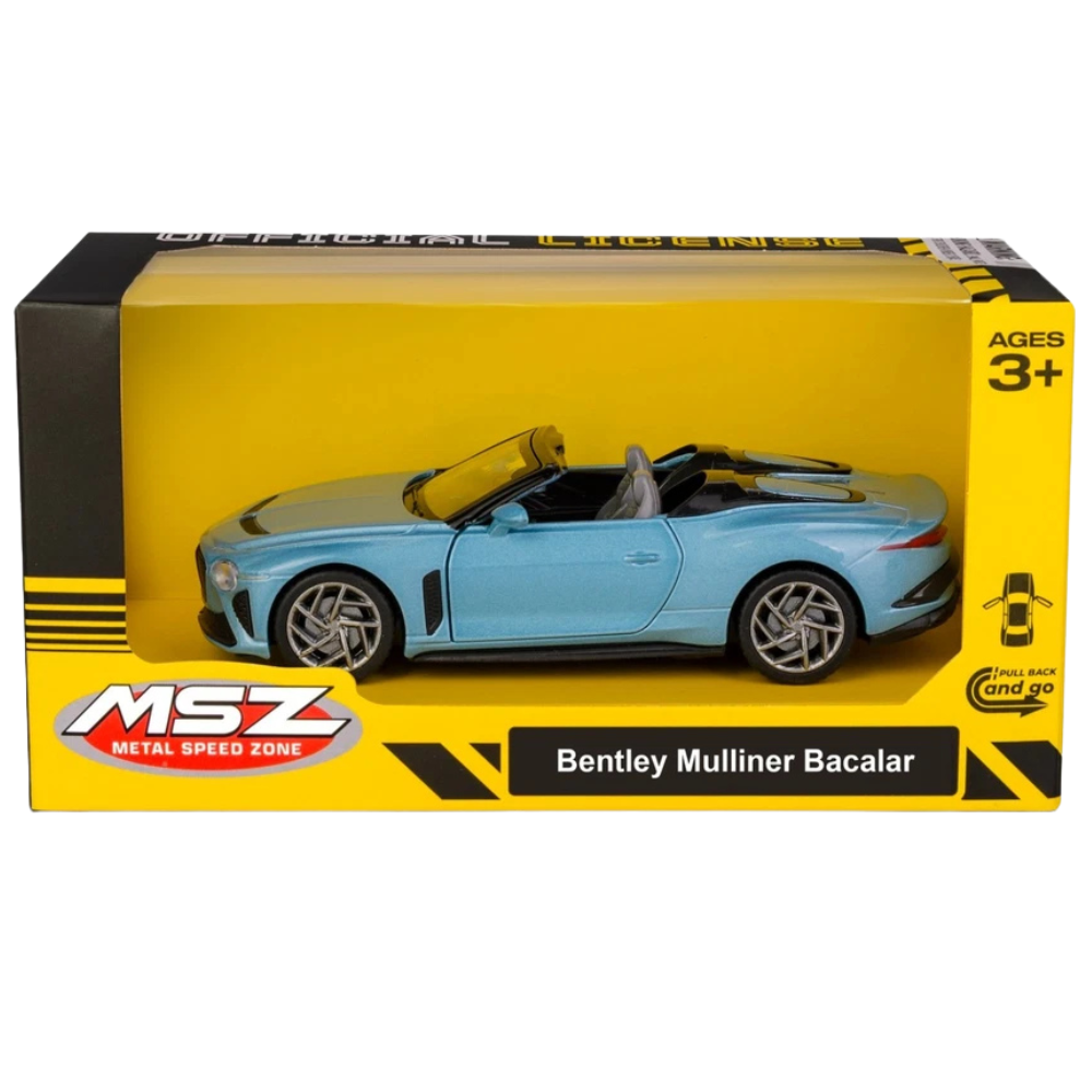 MSZ Bentley Mulliner Bacalar Blue 1:34 Scale Diecast Model Car Toy with Opening Doors