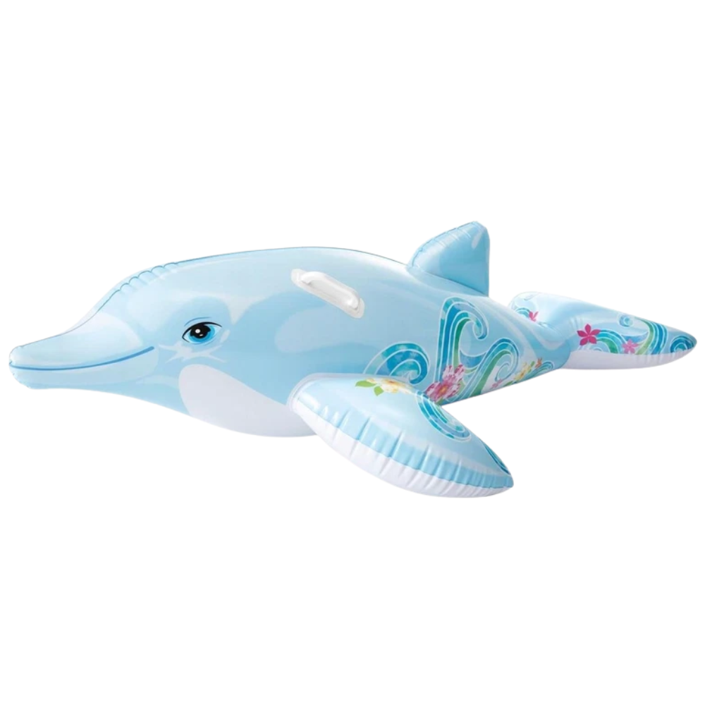 Intex Inflatable Dolphin Ride on Beach Pool Float Toy Lilo Swim Rider for Kids Outdoor Fun