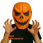 Halloween Pumpkin Mask Scary Orange Jack O Lantern Face Mask for Kids Adults Fancy Dress