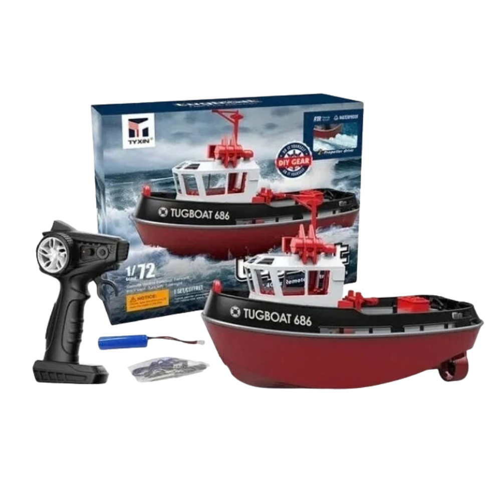 Rc Tug Boat 1:72 Scale Dual Motor 2.4ghz Remote Control Working Lights Kids 8+