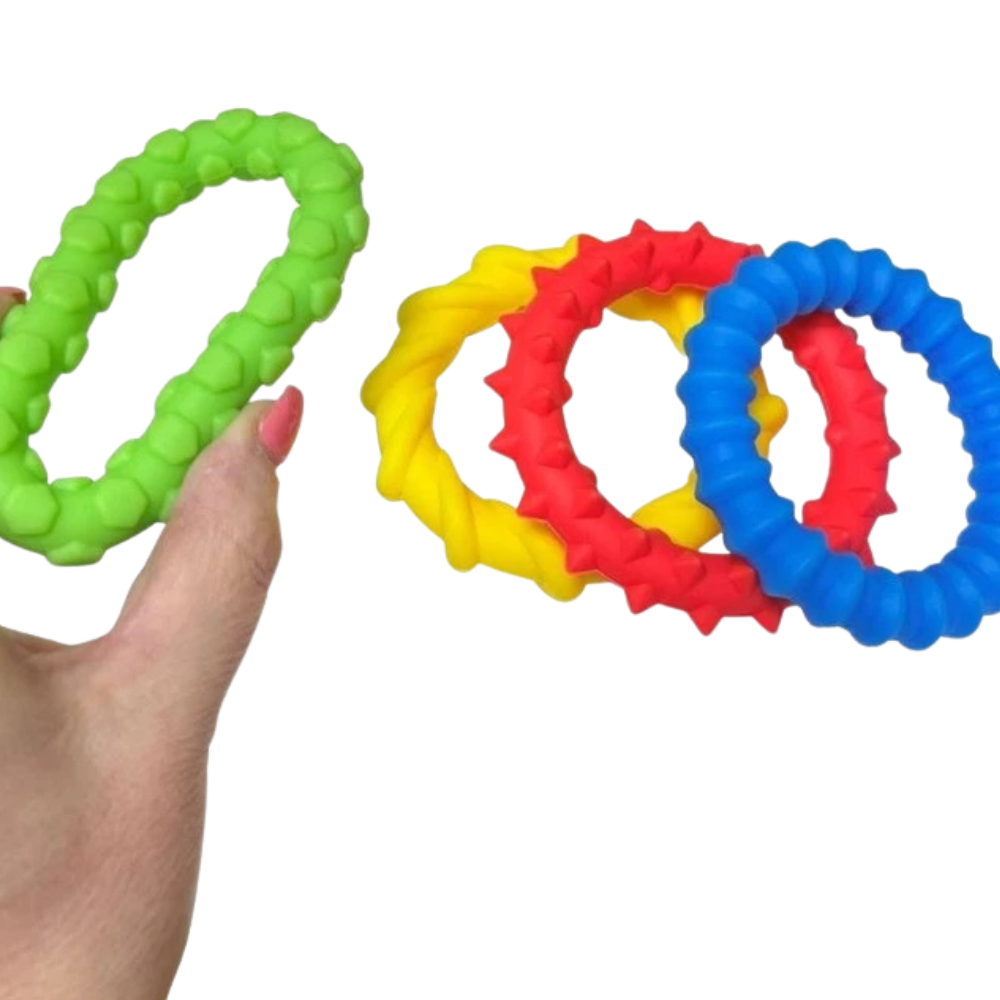 Pack of 4 Textured Sensory Fidget Rings Soft Squishy Silent Stress Relief Toy
