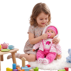 20" Baby Doll Girl Dots Soft Body Toy with 16 Sounds Dummy & Polka Dot Outfit Pink