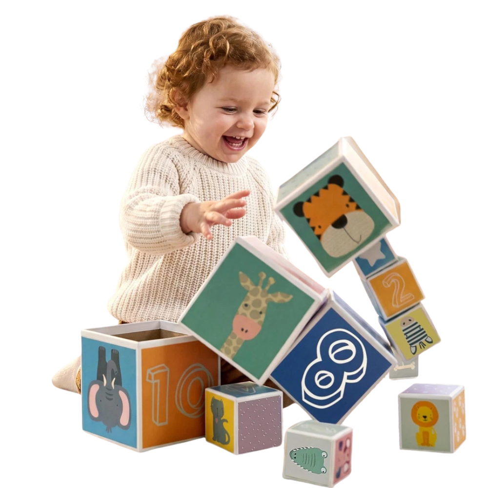 Stacking Blocks Nesting Cubes Baby Toddler Montessori Educational Toy Animals Numbers 1-10
