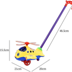 Push Along Helicopter Toy with 45cm Handle, Baby Walking Toy for Toddlers
