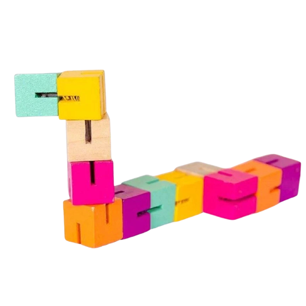 Kids Twisty Blocks Wooden Mini Puzzle Fidget Toy Sensory Twistable Blocks 3+ Years