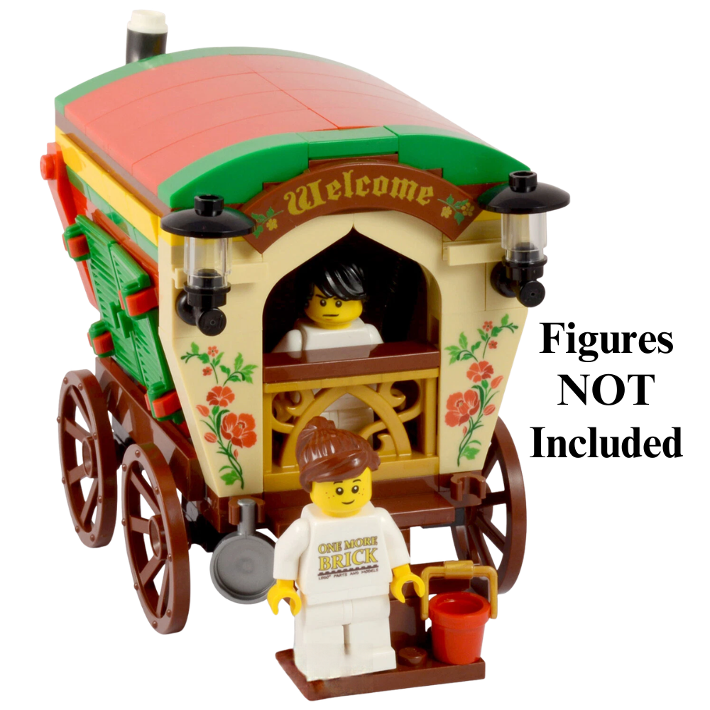 LEGO Romany Gypsy Caravan Building Kit with Opening Shutters, Broom, Pan & Bucket