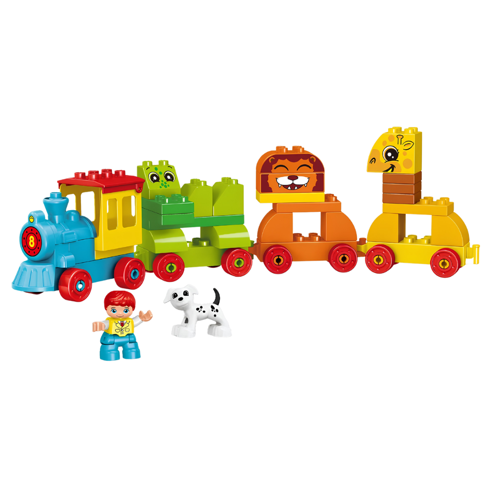 50PCS Animal Train Building Blocks Set with Puppy Figure Toy for Kids Ages 3+ Perfect Gift