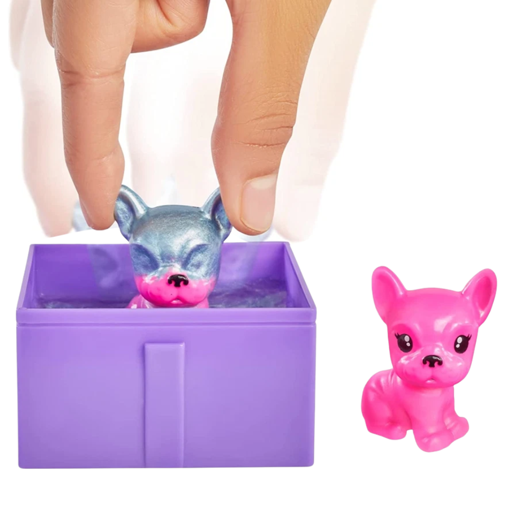 Barbie Colour Reveal Pet Blue Metallic Toy with 5 Surprises Mattel Mystery Animal