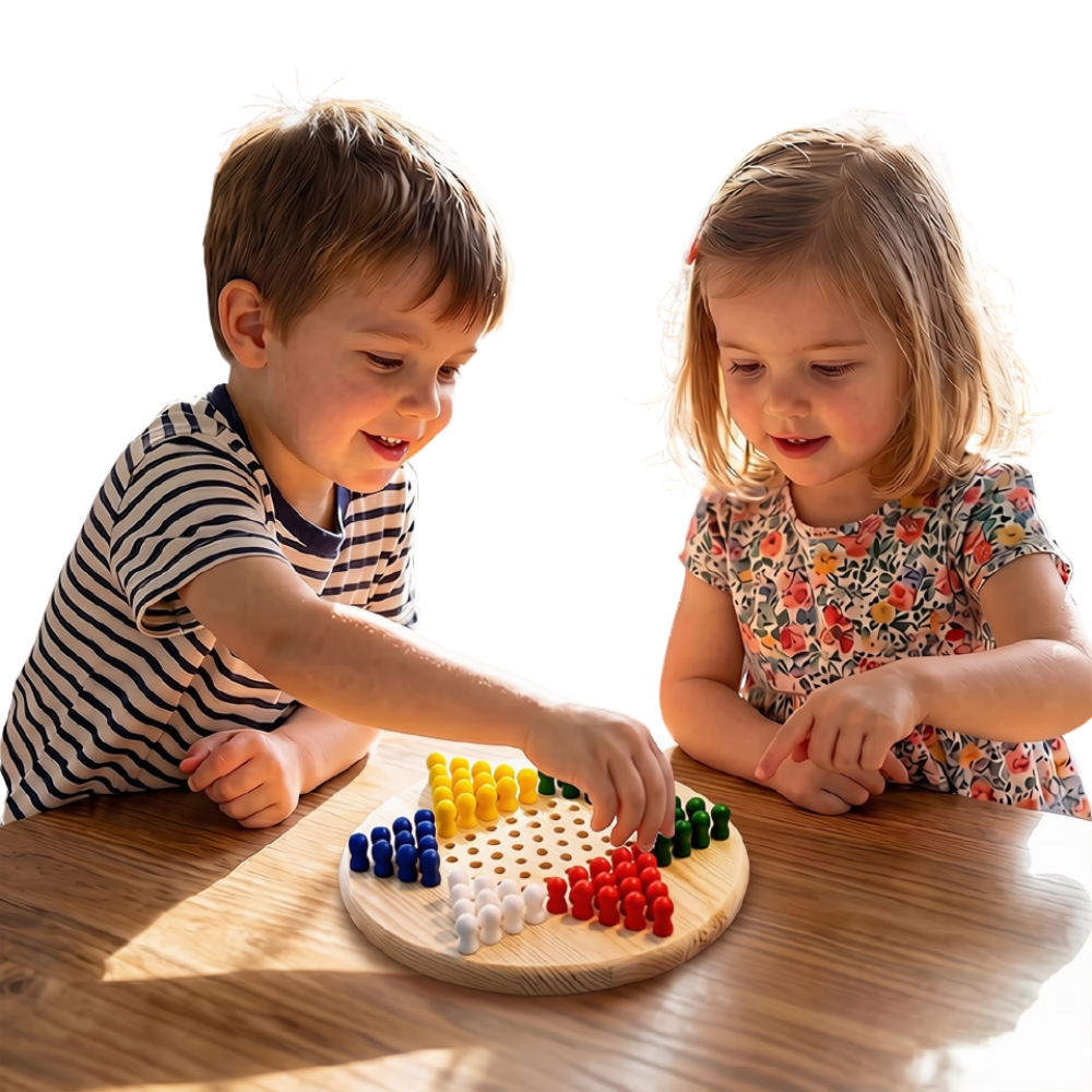 Chinese Checkers Traditional Halma Wooden Board Game 6 Player Strategy Puzzle Age 6+