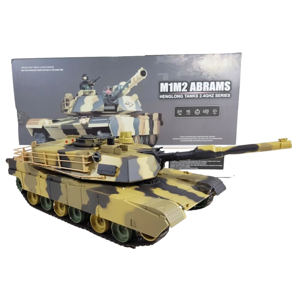 Remote Control M1A2 Abrams Tank RC 1:24 BB Firing 2.4GHz Turret Sound Lights 14+