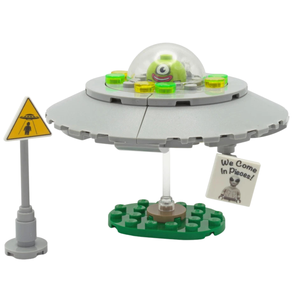 Lego Ufo Flying Saucer Alien Custom Model Kit Made with Genuine Lego Bricks Space Toy Display