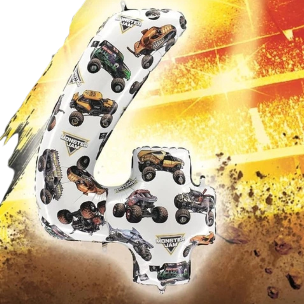 Toyland® 66cm Monster Jam™ Number 4 Foil Balloon Large Birthday Party Decoration
