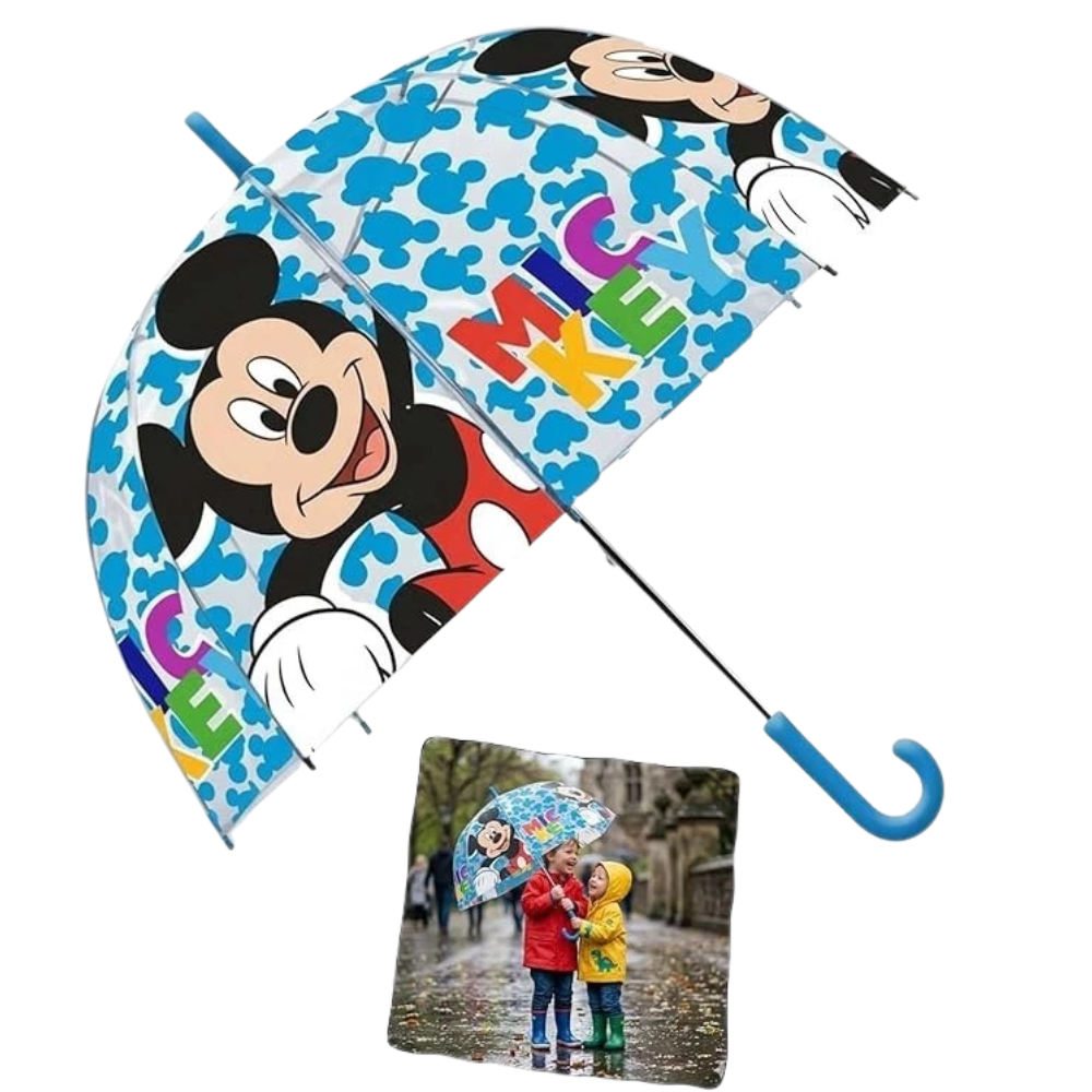 Kids Character Dome Umbrella 70cm Windproof Bubble Brolly