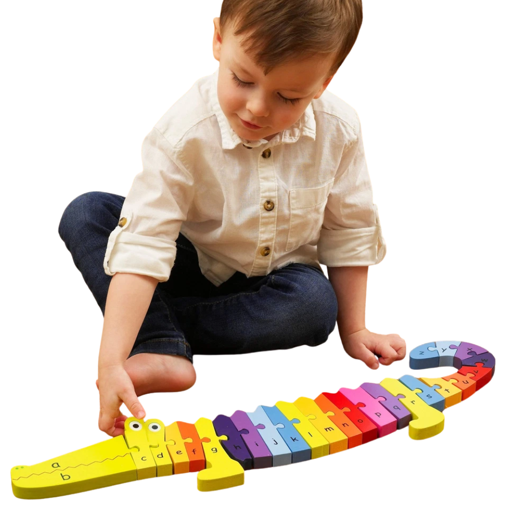 Orange Tree Toys Alphabet Crocodile Puzzle Wooden ABC Learning Toy