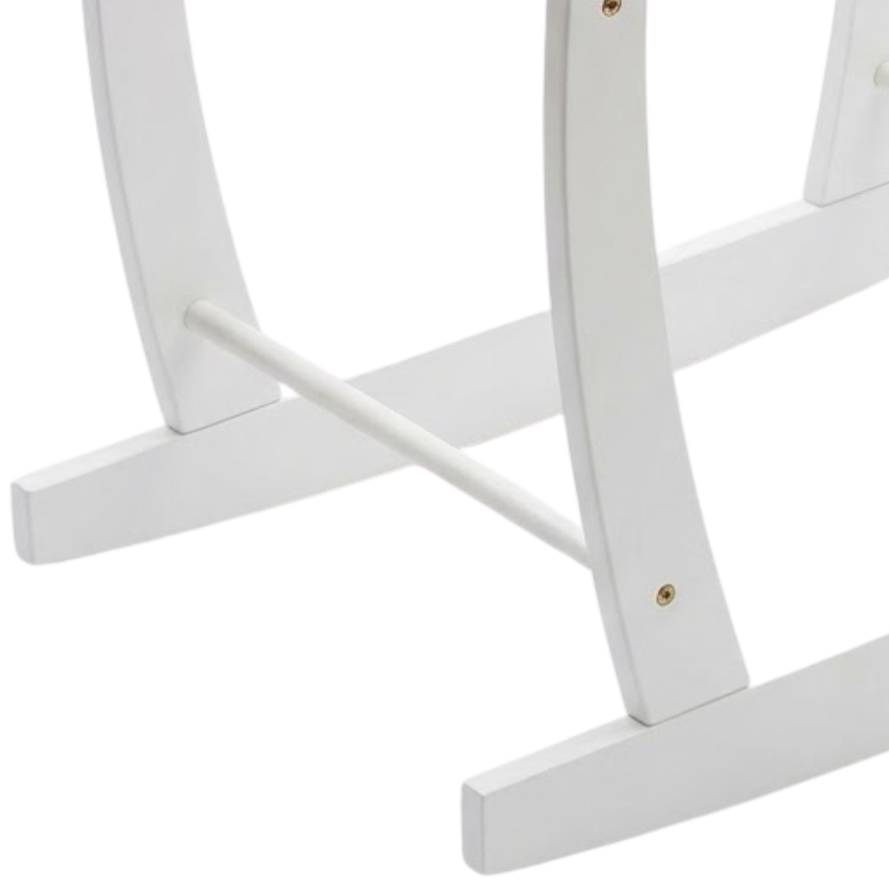 White Moses Basket Rocking Stand Wooden Pine Baby Cradle Stand for Wicker Baskets