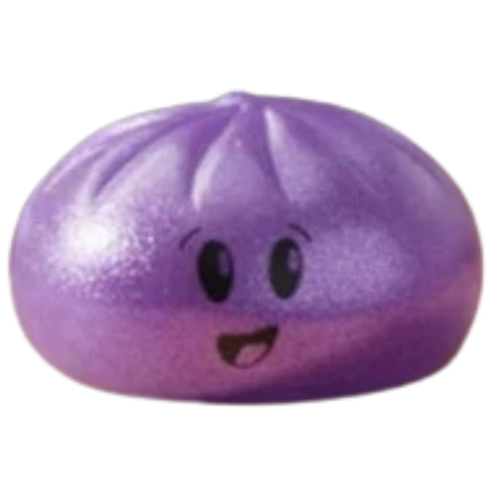 Toyland Shiny Purple Squishy Bao Dumpling Sensory Fidget Toy with Steamer Box