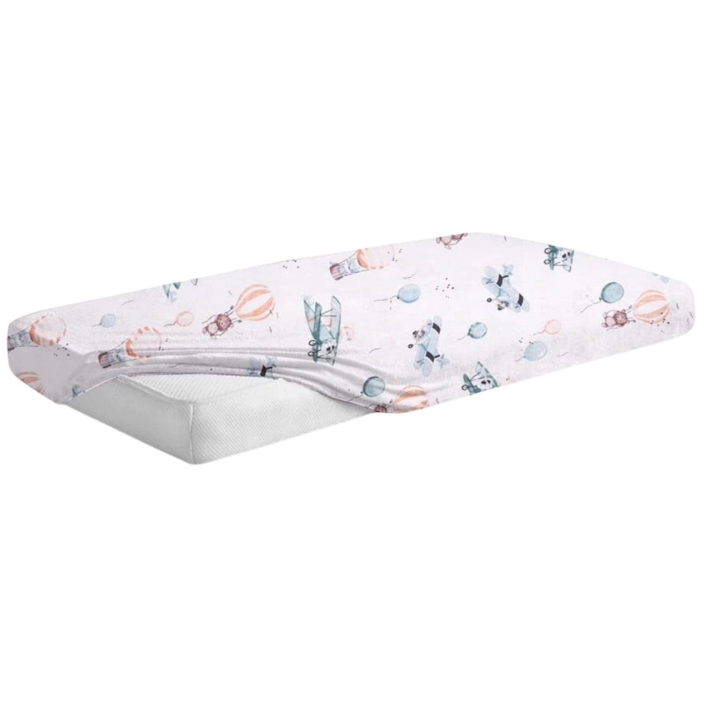 Baby Cot Fitted Sheet 100% Cotton Mattress Sheet  Dreamy Flight 120 × 60cm Design