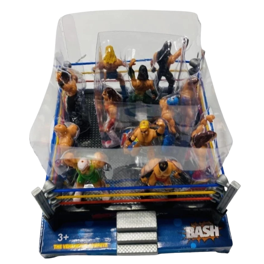 Pebble Hug Wwe Wrestling Ring Playset with 12 Wrestler Warrior Figures Boys Girls Gift