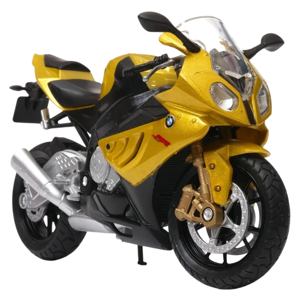 Welly BMW S 1000 RR Yellow Sports Motorcycle Diecast Model Bike 1:18 Scale German Motorbike Toy