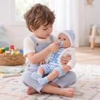 Baby Doll Boy Lifelike 18-Inch Soft Bodied Dolly Toy with Blue Outfit for Kids Pretend Play