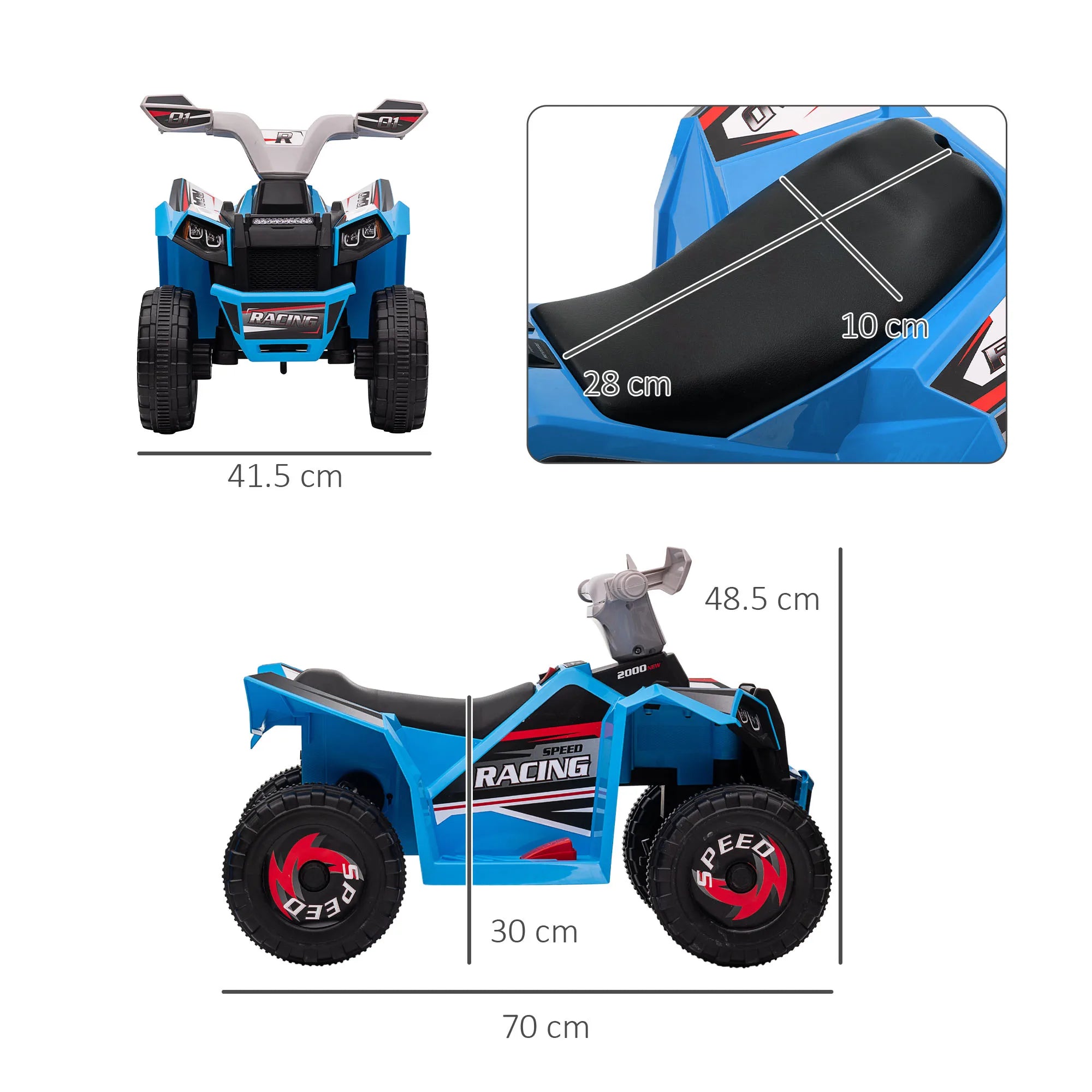 HOMCOM 6V Electric Quad Bike Ride-On for Kids Ages 18–36 Months Toddler Toy