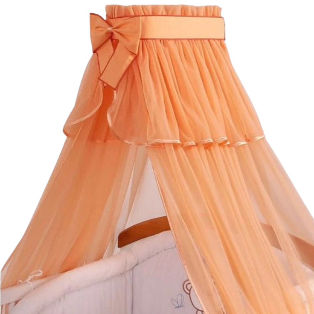 Luxury Baby Cot Bed Canopy Chiffon Drape Net with Matching Cotton Decorative Bow 270 x 160 cm