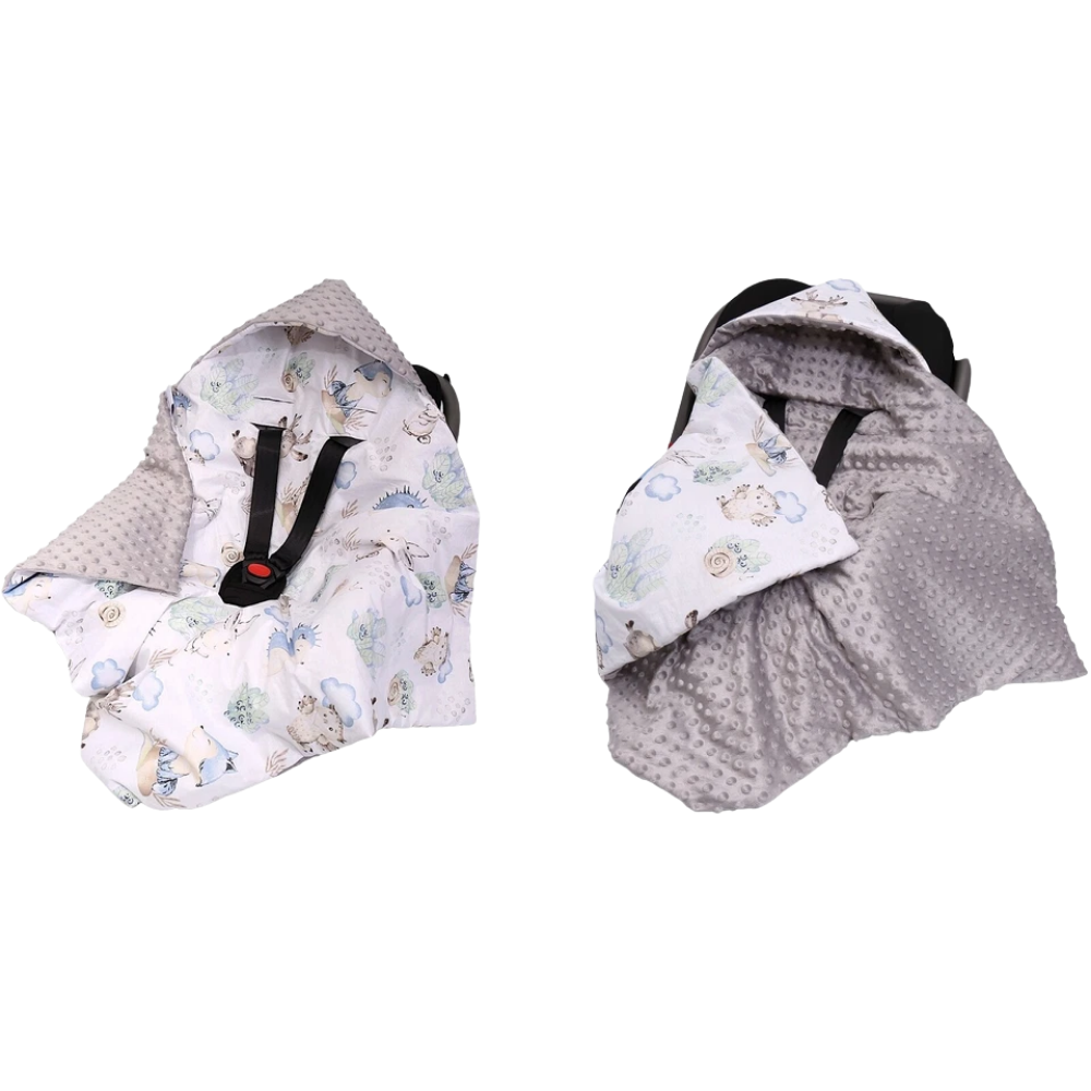 Baby Car Seat Hooded Blanket Double-Sided Soft Cotton Cozy Travel Cover for Infant