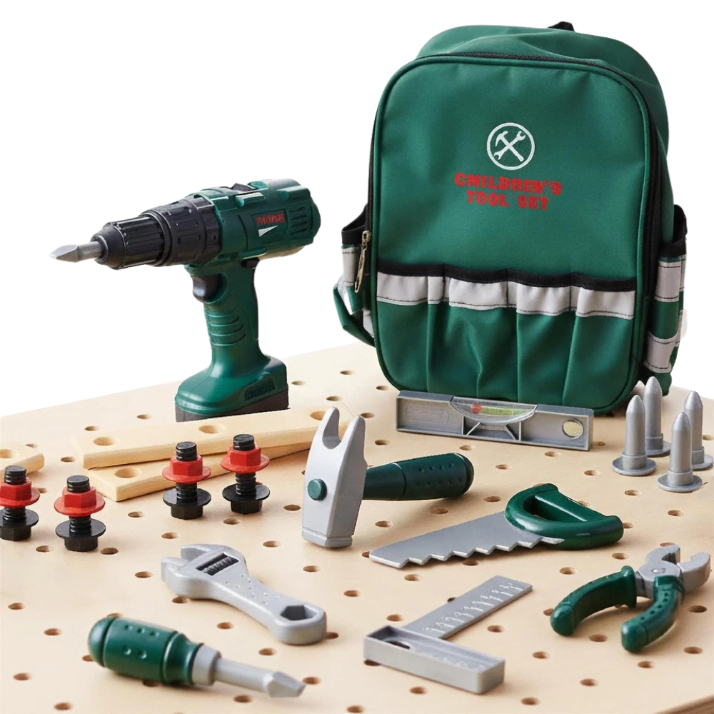 Kids Tool Set Backpack with Working Drill 19 Piece Construction Diy Toy Kit for Boys Girls
