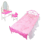 Lovely Pink 12" Fashion Doll House Bedroom Living Room Furniture