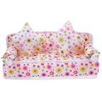 Plastic Doll Furniture Set Bed Dressing Table & Soft Sofa Pink