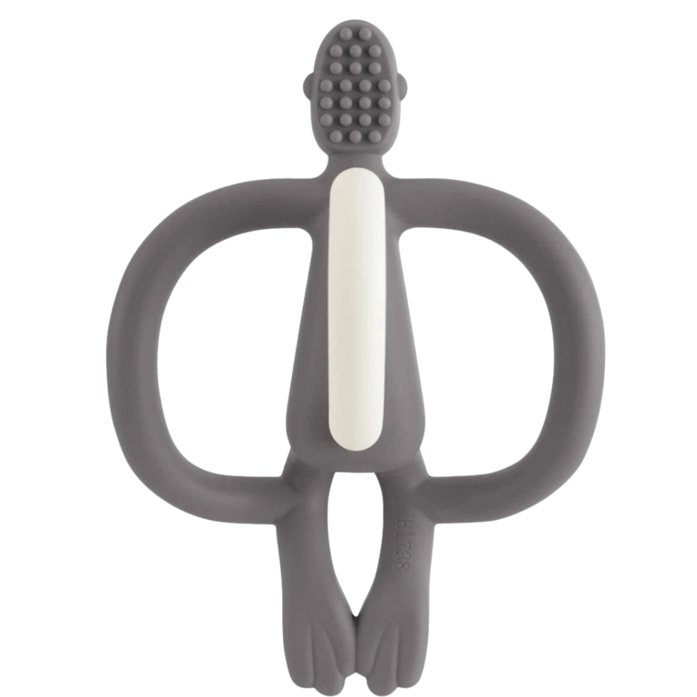 Matchstick Monkey Teething Toy Grey Baby Teether & Training Toothbrush for Babies 3m+