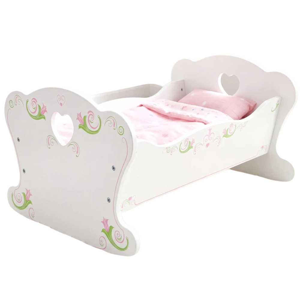 Baby Doll High Chair & Rocking Cradle Wooden Furniture Accessory Set for Bibi Doll Pretend
