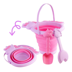Kids Foldable Beach Bucket Spade Set Collapsible Unicorn Sandpit Toys Shovel Rake Outdoor Play