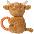 Mary Meyer Hetty Highland Cow Rattle 6 Inch Plush Baby Toy with Silicone Teether