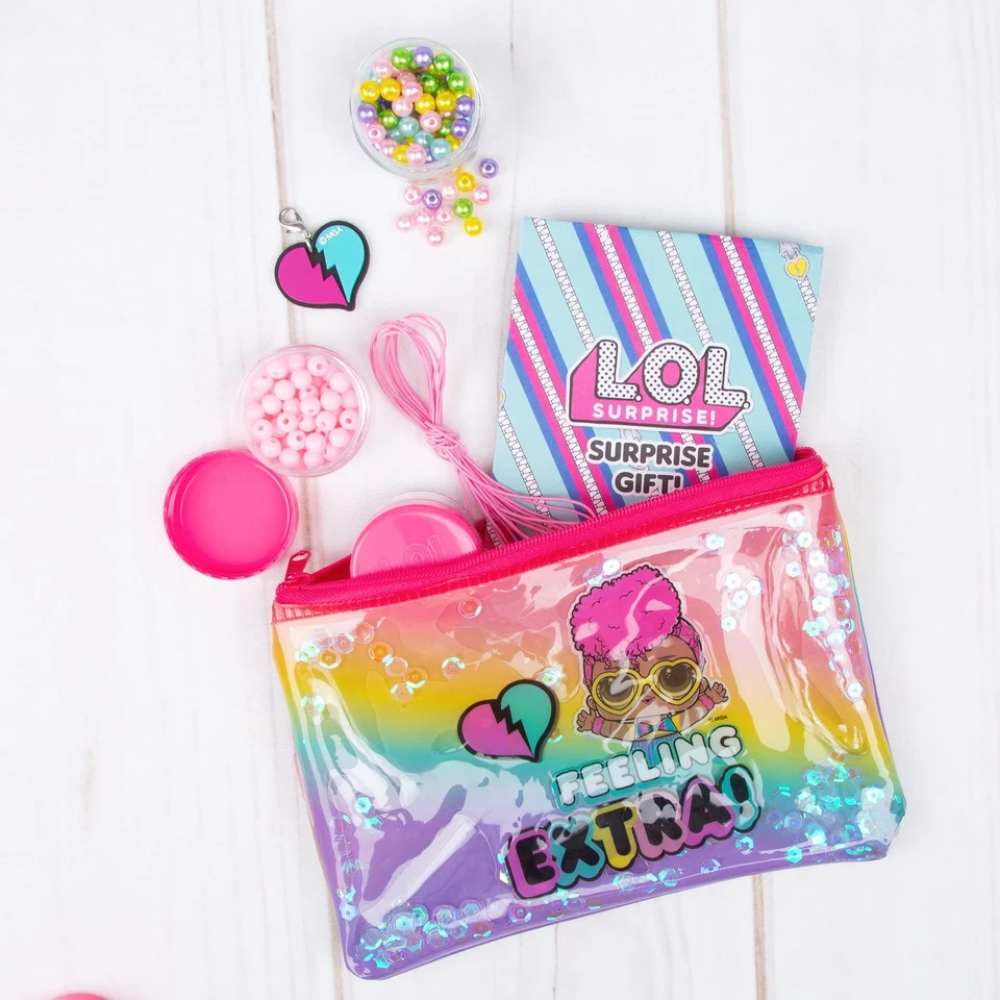 LOL Surprise Glitter Purse & Jewellery Making Kit for Girls Age 6+ Creative Arts Crafts Bead Set Gift